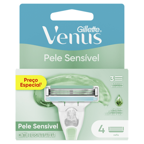 Carga de Aparelho para Depilar Pele Sensível Gillette Venus - 4 Unidades