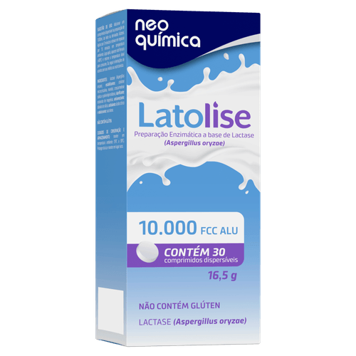 Suplemento Enzimático Lactase 10.000 FCC ALU Latolise 30 Comprimidos Dispersíveis