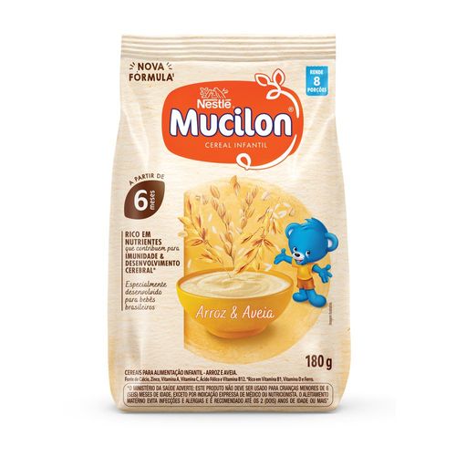 Cereal Infantil Integral Arroz & Aveia Mucilon Pacote 180g