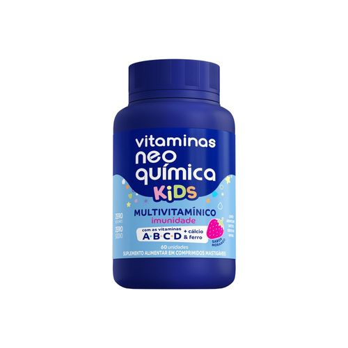 Suplemento Alimentar Neo Química Kids Multivitamínico Morango Zero Açúcar - 60 Comprimidos Mastigáveis