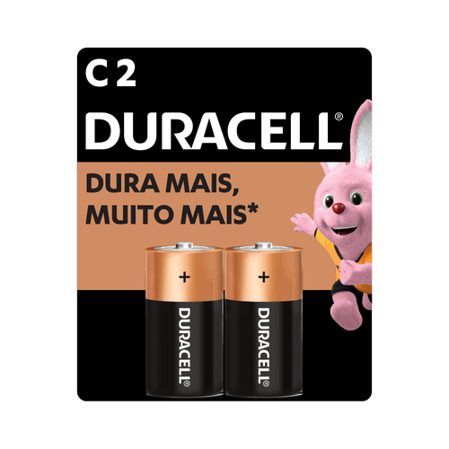 Pilhas C Alcalina Duracell Média - 2 Unidades