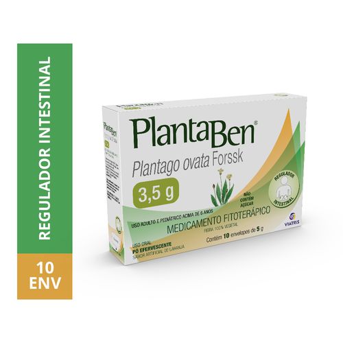 Suplemento de Fibra Plantaben Mylan 5g Pó Efervescente 10 Envelopes