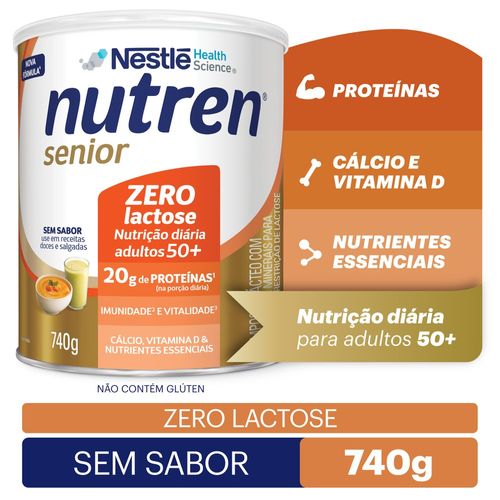 Complemento Alimentar Nutren Senior Sem Sabor Zero Lactose - 740g