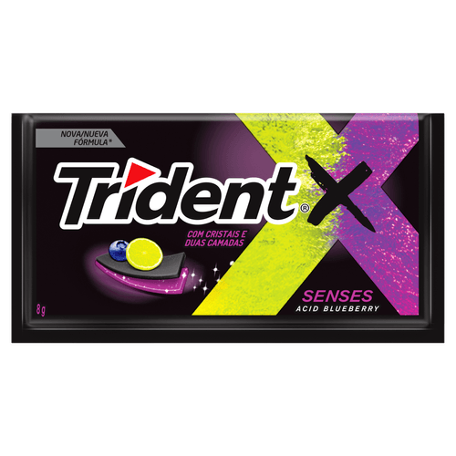 Goma de Mascar Trident X Senses Acid Blueberry 8g - 5 Unidades