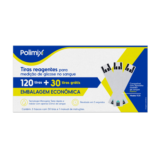 Tiras Reagentes para Medição de Glicose Polimix - 150 unidades