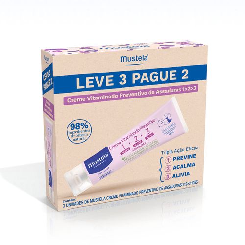 Kit Mustela Creme Assadura Vitamin 100g - 3 Unidades