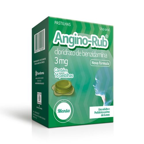 Angino Rub 3mg Sabor Menta - 16 Pastilhas