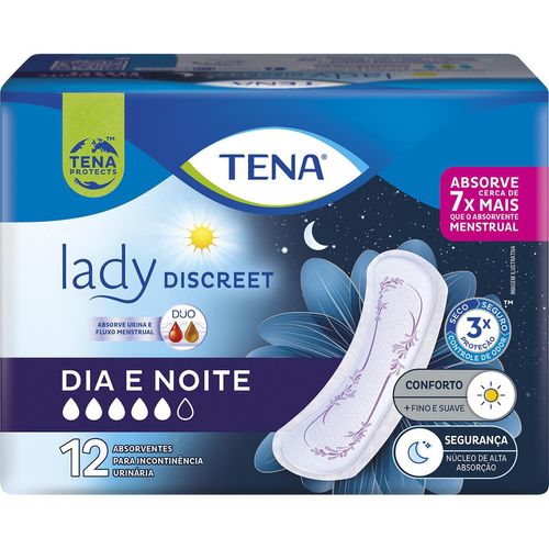Absorvente para Incontinência Urinária Tena Lady Discreet Dia e Noite - 12 Unidades