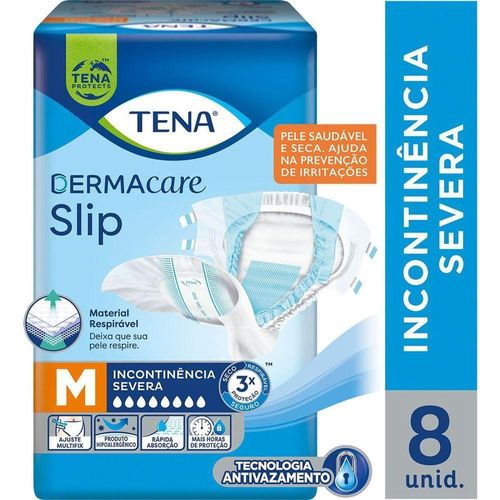 Fralda Geriátrica Tena Slip Dermacare M - 8 Unidades