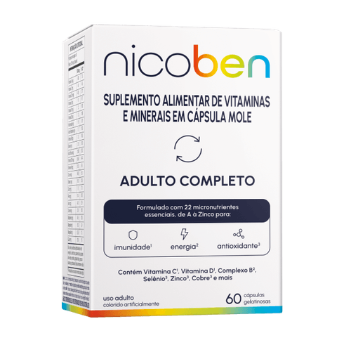 Suplemento Alimentar Nicoben Adulto Completo - 60 Cápsulas Gelatinosas