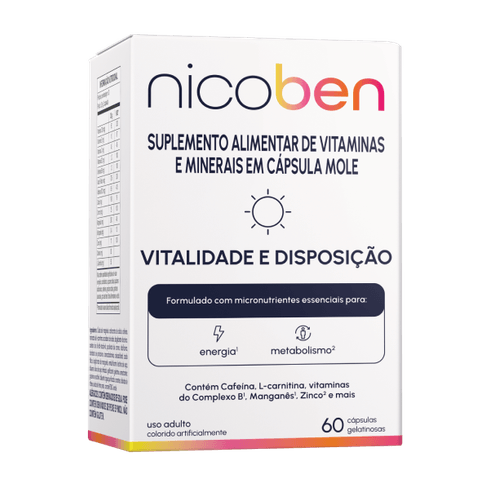 Suplemento Alimentar Nicoben Vitalidade e Disposição - 60 Cápsulas Gelatinosas