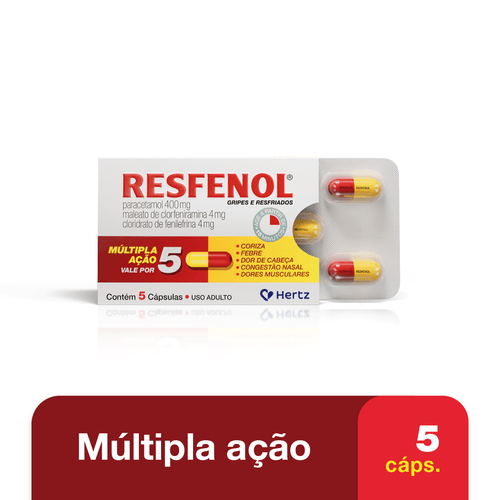 Resfenol 400mg + 4mg - 5 Cápsulas