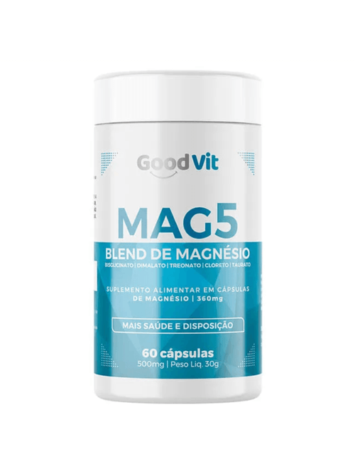 Mag5 Blend de Magnésio 500mg Com 60 Cápsulas - Good Vit