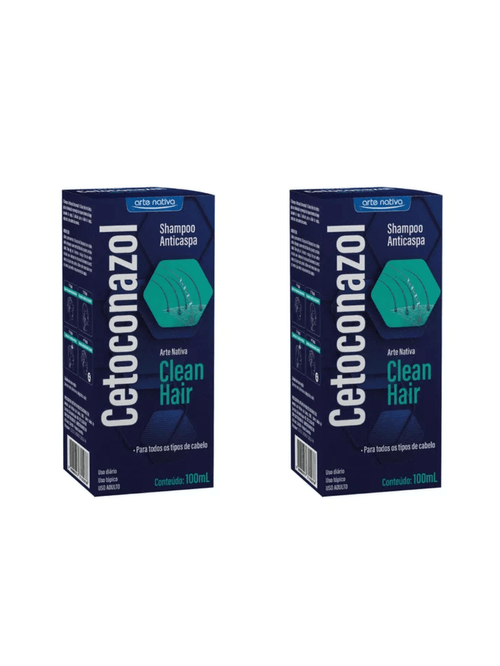 Kit com 2 Shampoo Cetoconazol Anticaspa Clean Hair 100ml Arte - Nativa