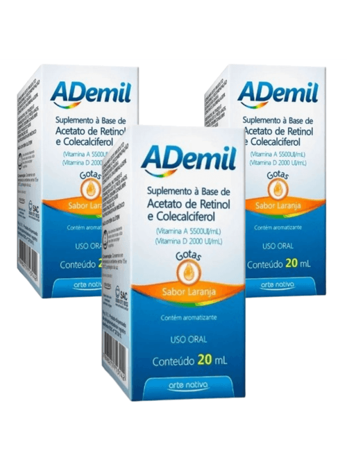 Kit com 3 Ademil A+D Sol 20ml - Arte Nativa