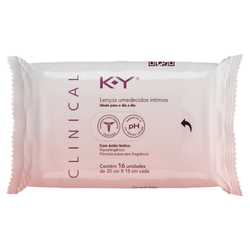 Lenço Umedecido Íntimo sem Perfume K-Y Clinical - 16 Folhas