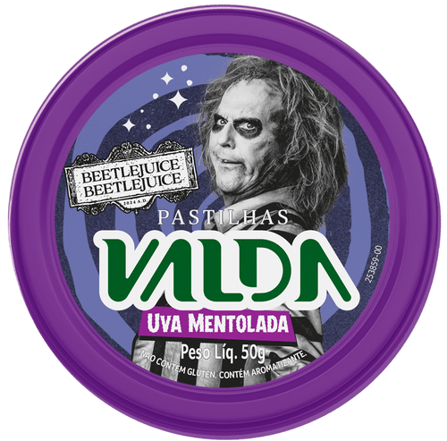 Pastilha Valda Beetlejuice Uva Mentolada - 50g