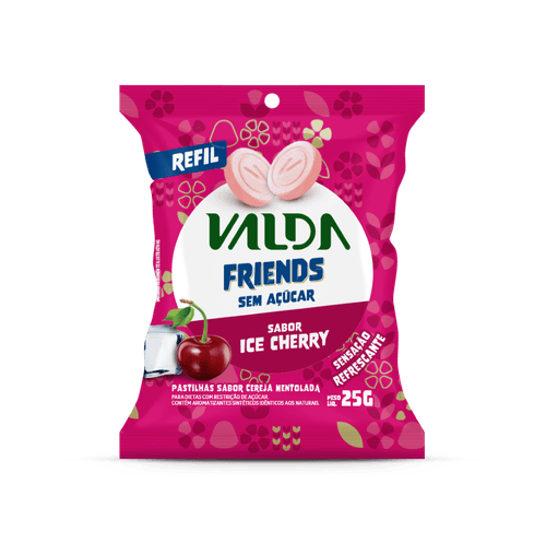 Pastilha Ice Cherry Zero Açúcar Valda Friends Refil - 25g