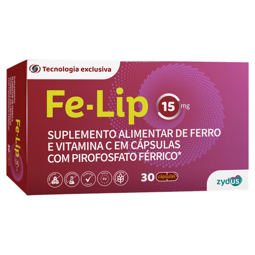 Suplemento 15mg Fe-Lip - 30 Cápsulas
