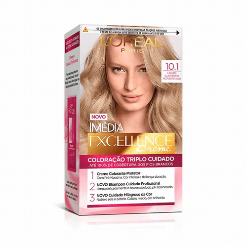 Tinta de Cabelo Imedia Excellence 10.1 Louro Clarissimo Acinzentado