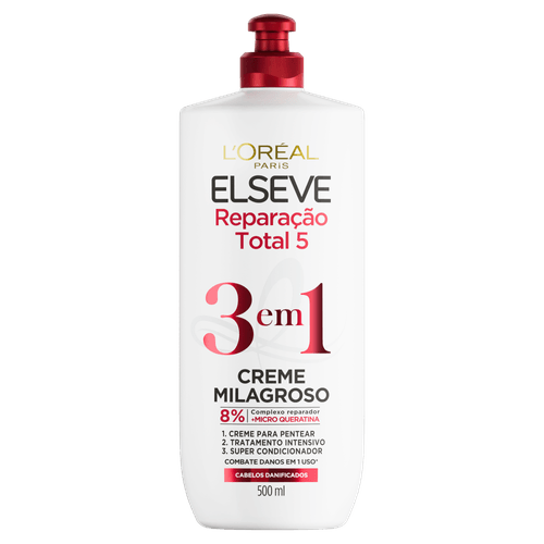 Creme Milagroso 3 em 1 Elseve Reparação Total 5 - 500ml
