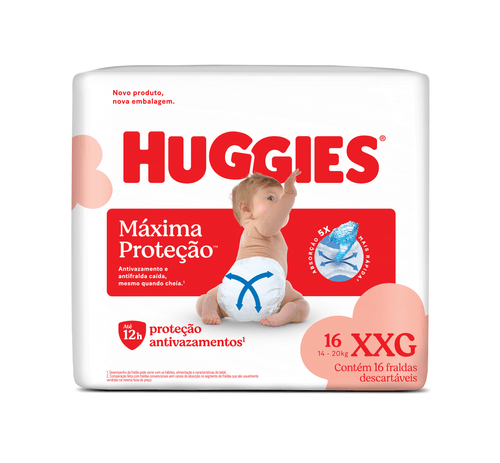 Fralda Descartável Infantil Huggies Máxima Proteção XXG - 16 Unidades
