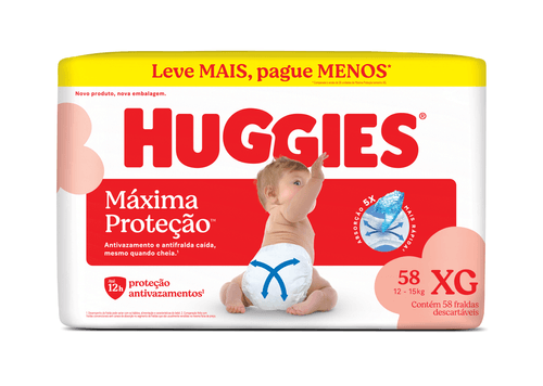 Fralda Descartável Infantil Huggies Supreme Care XG 58 Unidades