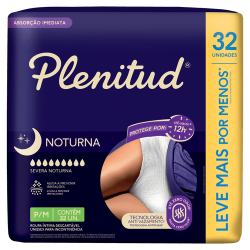 Roupa Íntima Descartável Unissex Plenitud Noturna P/M - 32 Unidades