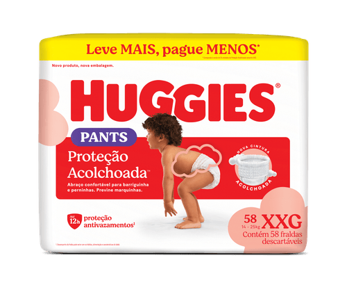 Huggies Fralda Roupinha Supreme Care XXG 58un, Xtra-Flex 12h Absorção Antivazamento