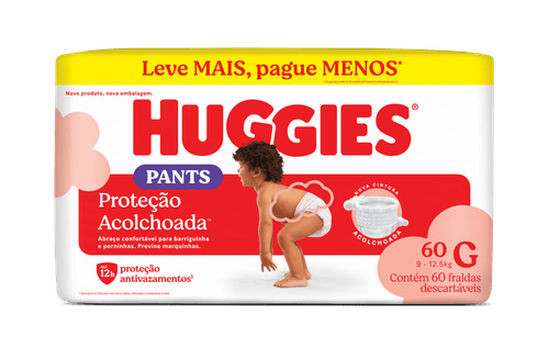Fralda Descartável Huggies Pants Roupinha Proteção Acolchoada G - 60 Unidades