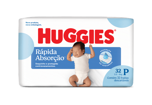 Huggies Fralda Descartável Tripla Proteção P 32 Unidades - Rápida Absorção