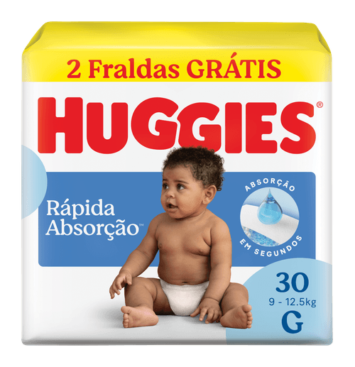 Fralda Descartável Infantil Huggies Rápida Absorção G - 30 Unidades