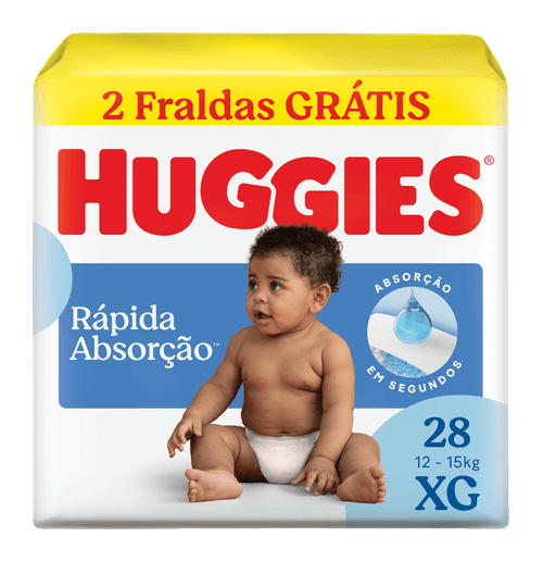 Fralda Descartável Infantil Huggies Rápida Absorção XG - 28 Unidades