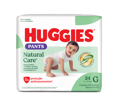 Fralda Descartável Infantil Pants Huggies Natural Care G - 24 Unidades