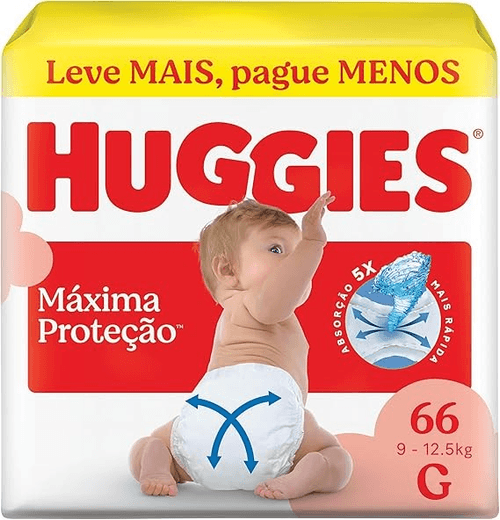 Fralda Descartável Infantil Huggies Máxima Proteção G - 66 Unidades