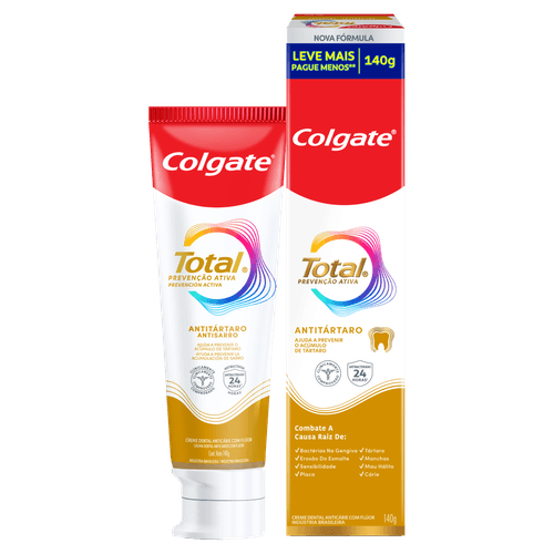 Creme Dental Colgate Total Prevenção Ativa Antitártaro - 140g
