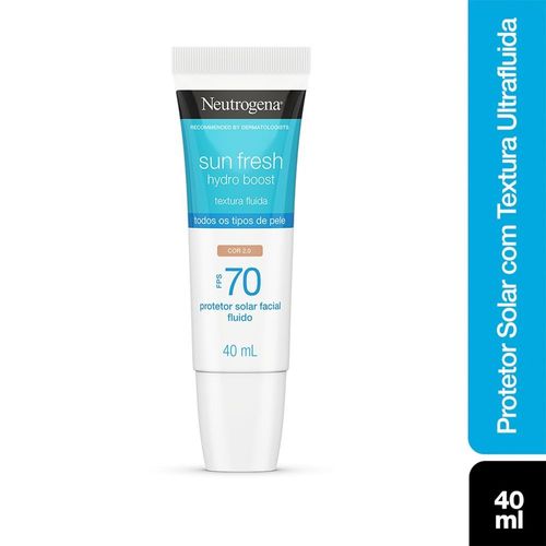 Protetor Solar Facial Fluido Cor 2.0 FPS 70 Neutrogena Sun Fresh Hydro Boost-40ml
