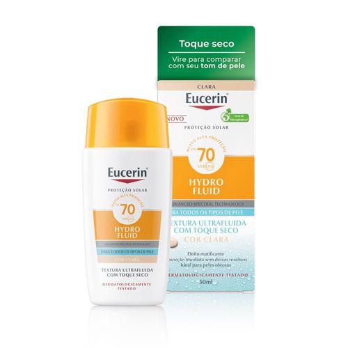 Eucerin Sun Protetor Solar Facial Hydro Fluid Cor Clara FPS 70 - 50ml