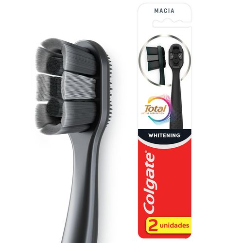 Escova Dental Suave Whitening Colgate Total Active Prevention - 2 Unidades