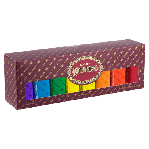 Kit Sabonetes em Barra Phebo 8 Unidades 90g – Amazonian, Frescor da Manhã, Lima-da-Pérsia, Lavanda, Rosas, Patchouly, Naturelle e Raiz do Oriente