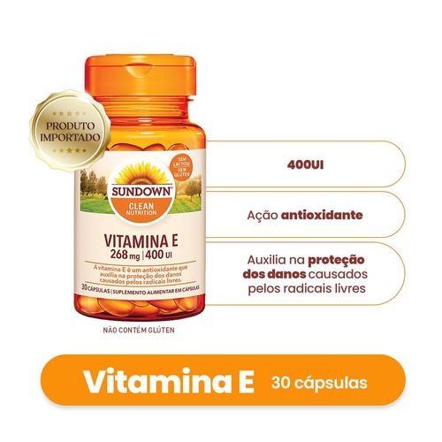 Suplemento Vitamina E Sundown 400UI Cápsula 30 Unidades