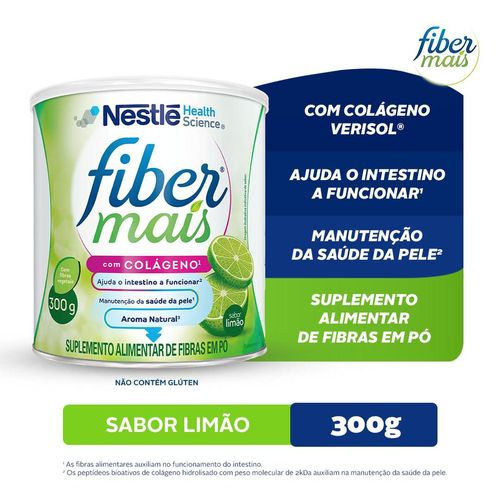Nestlé Fibermais Suplemento Alimentar de Fibras com Colágeno VERISOL Sabor Limão 300g