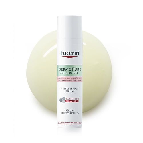 EUCERIN Sérum Facial Antiacne Dermo Pure Efeito Triplo 40ml, Antioleosidade, Antimanchas, Thiamidol, Peles Oleosas