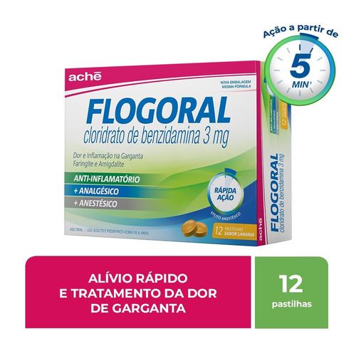 Pastilha Flogoral Laranja - 12 Unidades