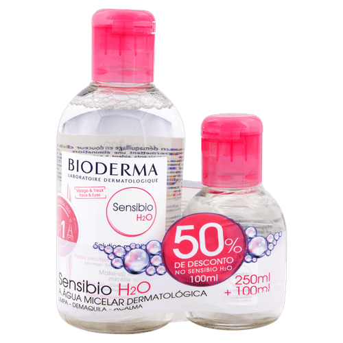 Kit de Limpeza Facial Água Micelar Bioderma Sensibio 250ml + 100ml