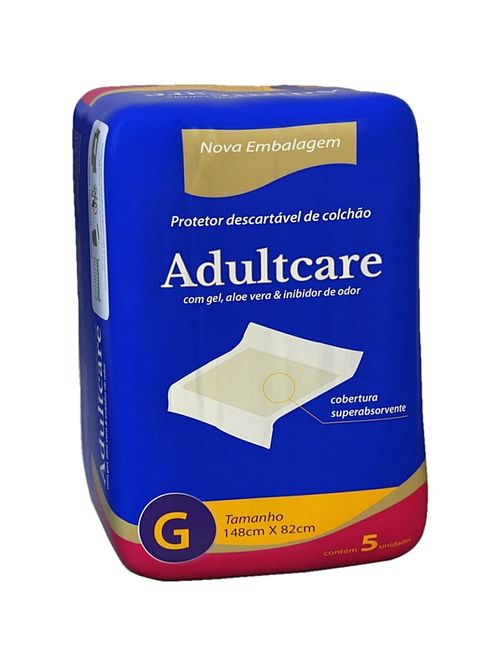 Protetor Descartável de Colchão Adultcare G 148x82cm - 5 unidades