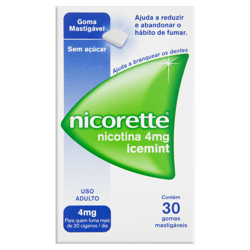 Nicorette 4mg Icemint - 30 Gomas Mastigáveis