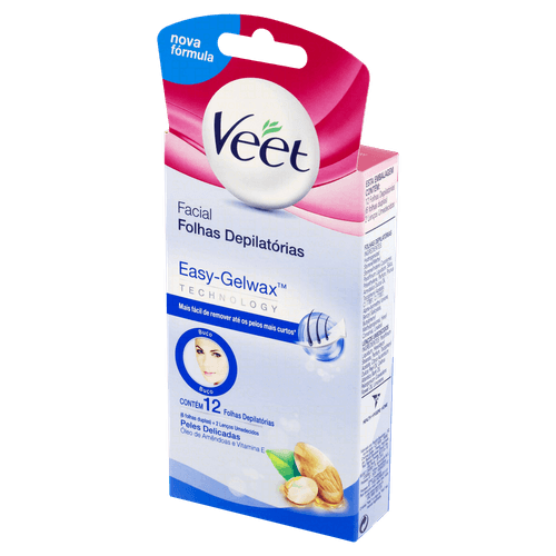 Cera Depilatório Veet Pele Delicada 12 Folhas - Veet