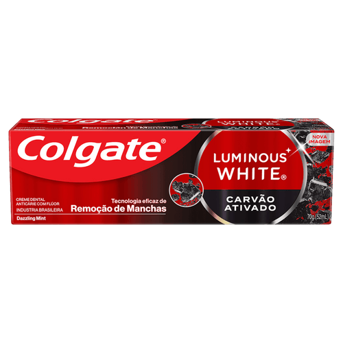 Creme Dental Luminous White Carvão Ativado 70g Dazzling Mint Colgate