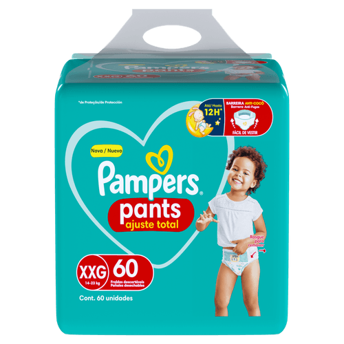 Pampers Pants Roupinha XXG 60un – Cintura 360° Indicador de Umidade 12h Ajuste Total